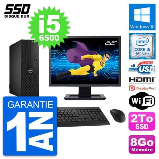 Computadora Dell OptiPlex 3050 SFF - Pantalla de 22", i5-6500, 8 GB de RAM, 2 TB SSD, HDMI, WiFi