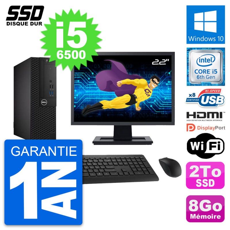 Dell OptiPlex 3050 SFF Computer - 22" Screen, i5-6500, 8GB RAM, 2TB SSD, HDMI, WiFi