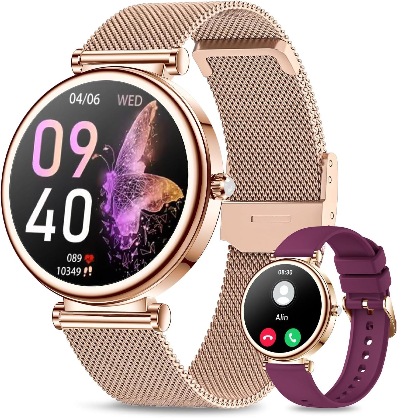 Trahoo Women's Smartwatch with Bluetooth Calls, 1.27" HD Round Display, 120+ Sports Modes, Sleep Frequency Heart Rate SpO2 IP68 Podometer Android iOS Pink