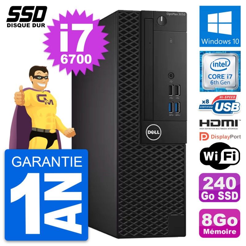 Dell OptiPlex 3050 SFF - Core i7, 8GB RAM, 240GB SSD, HDMI, WiFi