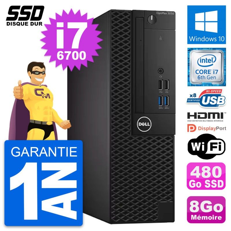 Dell OptiPlex 3050 SFF - Core i7, 8GB RAM, 480GB SSD, HDMI, WiFi