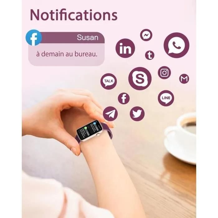 Reloj inteligente SHANG WING para mujeres - Resistente al agua IP68 - Monitoreo del ritmo cardíaco - Notificaciones de SMS