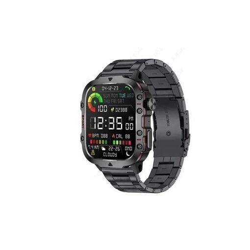 Montres connectées QX11, bracelet en acier noir, 420 mAh - Pour les sports d'extérieur