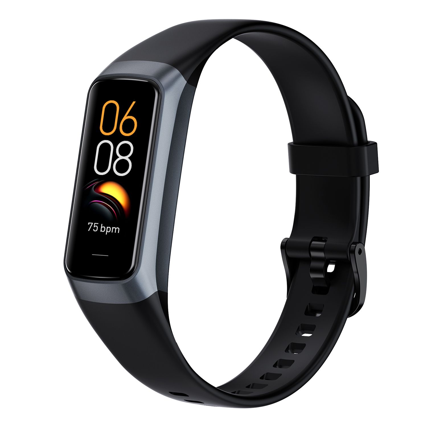 Reloj inteligente delgado y elegante con seguimiento de la salud y personalización, Negro