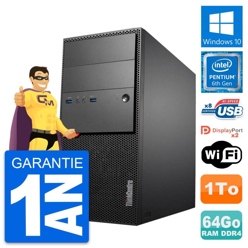 Lenovo ThinkCentre M800 Desktop Computer - Intel G4400, 64GB RAM, 1TB HDD, Windows 10, WiFi