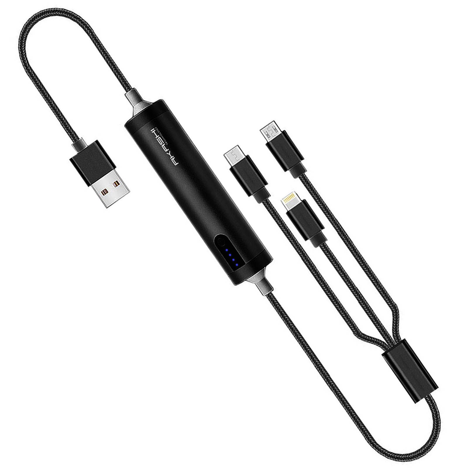 Akashi 2600mAh Powerbank with 3-in-1 Cable - Black