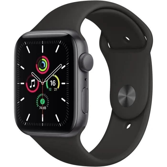 Apple Watch SE GPS - 44mm Aluminium Grey Case - Black Strap (2020) Refurbished - Good Condition
