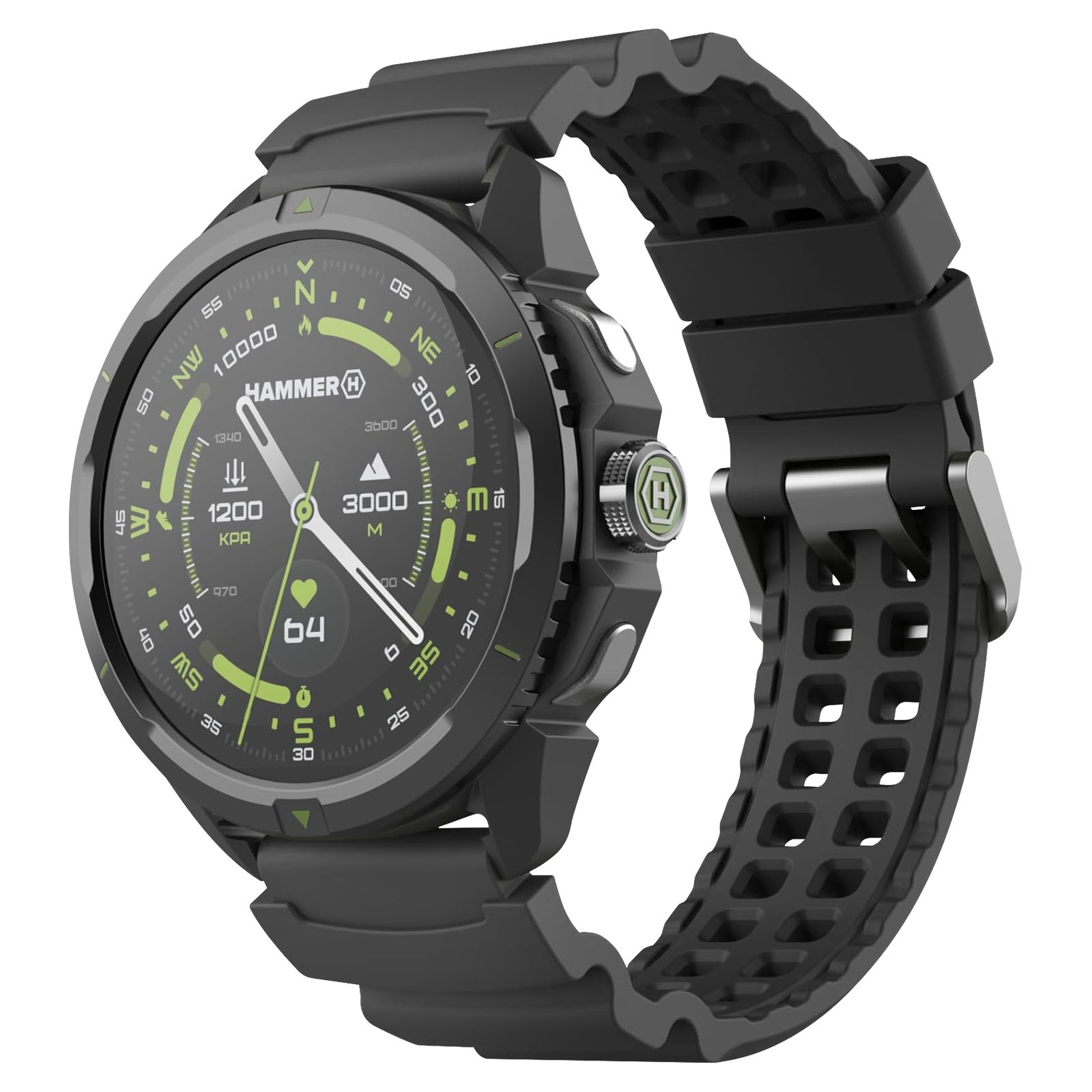 HAMMER Sport GPS Watch 5ATM Water Resistance 14-Day Battery Life Black