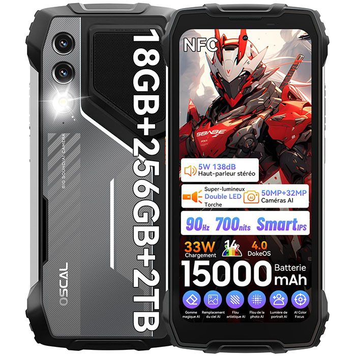 Blackview OSCAL PILOT 1 - Rugged Smartphone with 6.67" Screen, 16GB+256GB, 15000mAh Battery, 50MP+32MP Cameras, NFC, GPS