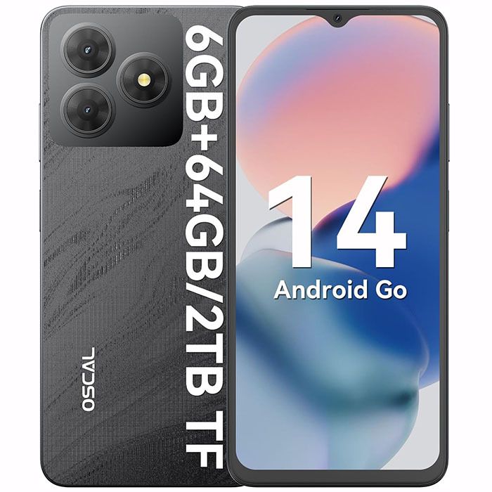 Teléfono Móvil Blackview Oscal PLAT 2C 6,56" 6GB+64GB/SD 2TB 5000mAh Android 14 GO Dual SIM - Negro