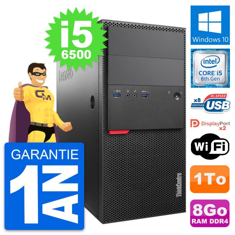 Lenovo ThinkCentre M800 Desktop PC - Intel i5-6500, 8GB RAM, 1TB HDD, Windows 10, WiFi