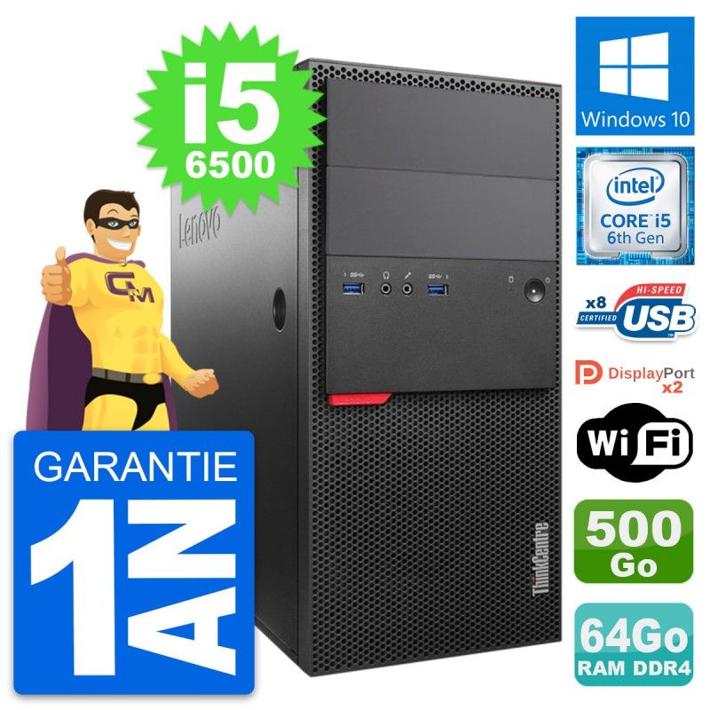 Lenovo ThinkCentre M800 i5-6500 64GB RAM 500GB SSD Windows 10 Wi-Fi Desktop PC
