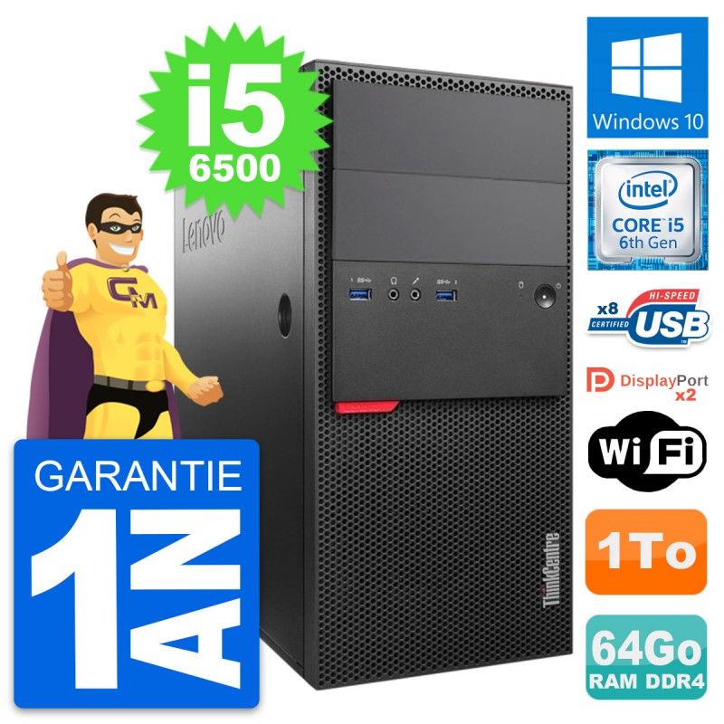 Lenovo ThinkCentre M800 Core i5-6500 64GB RAM 1TB HDD Windows 10 Wi-Fi Desktop PC