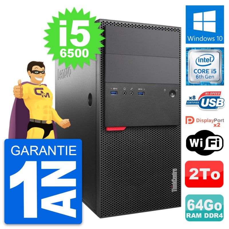Lenovo ThinkCentre M800 Core i5-6500 64GB RAM 2TB HDD Windows 10 WiFi Desktop PC