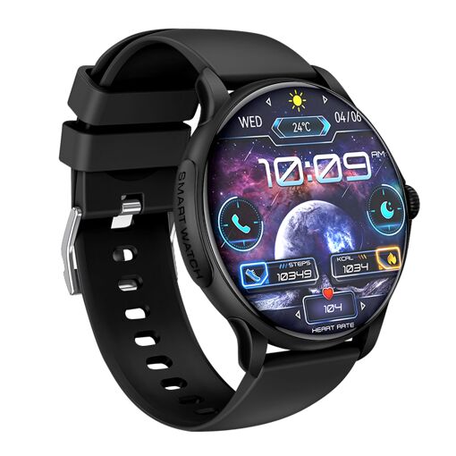 Reloj inteligente Xo J11 con seguimiento de salud y deportes - Pantalla AMOLED - Resistente al agua IP68 - Negro