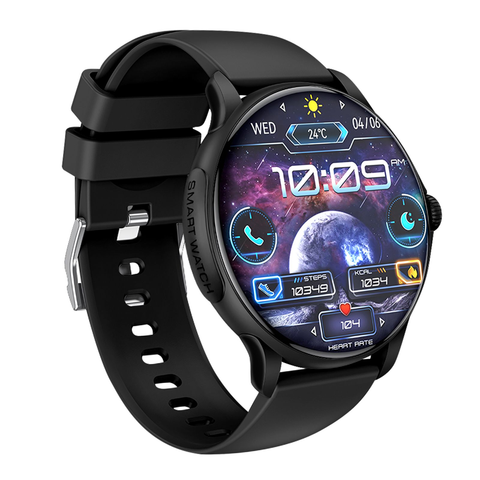 Xo J11 Smartwatch with Health & Sports Tracking - AMOLED Display - Waterproof IP68 - Black