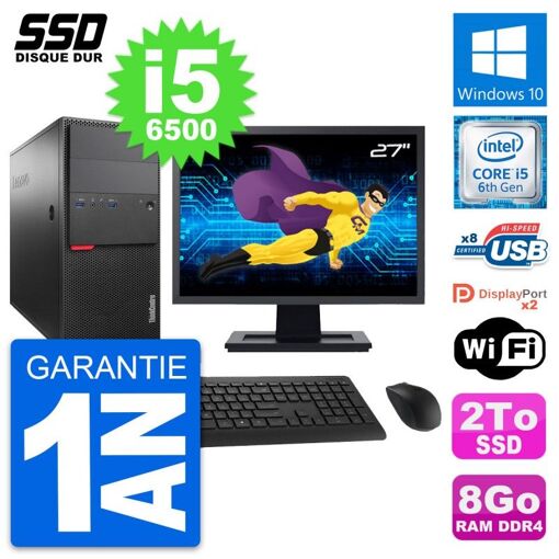 Computadora de escritorio Lenovo M800, pantalla de 27', procesador Intel i5-6500, 8GB de RAM, 2TB SSD, Windows 10, WiFi