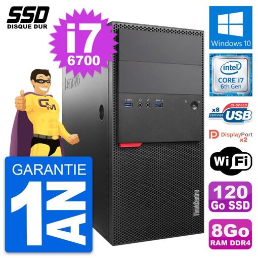 Lenovo ThinkCentre M800 Desktop Computer - Intel i7-6700, 8GB RAM, 120GB SSD, Windows 10, Wifi