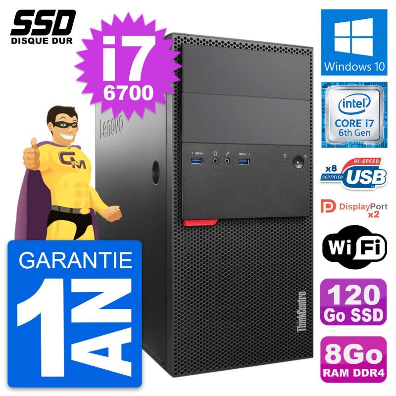 Lenovo ThinkCentre M800 Desktop Computer - Intel i7-6700, 8GB RAM, 120GB SSD, Windows 10, Wifi