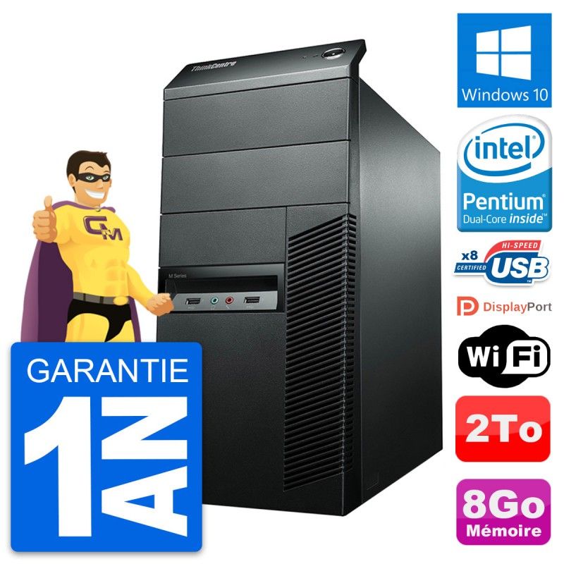 Lenovo ThinkCentre M92p Desktop Computer - Intel Pentium G2020, 8GB RAM, 2TB HDD, Windows 10, WiFi