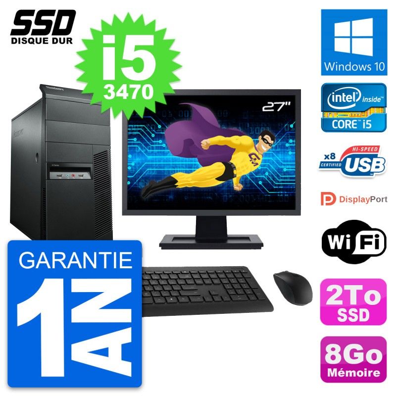 Lenovo M92p 27" Screen PC Tour - Intel i5-3470, 8GB RAM, 2TB SSD, Windows 10, WiFi