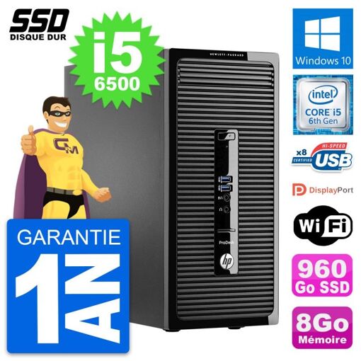 HP ProDesk 400 G3 MT - Intel i5-6500, 8GB RAM, 960GB SSD, Windows 10, Wifi