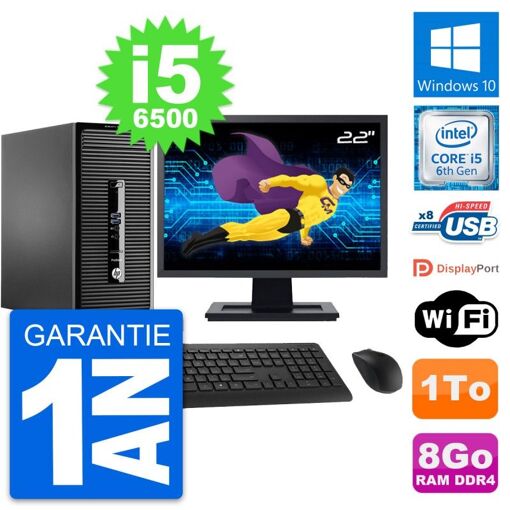 Computadora de escritorio HP ProDesk 400 G3 MT, pantalla de 22', procesador Intel i5-6500, 8 GB de RAM, 1 TB HDD, Windows 10, WiFi