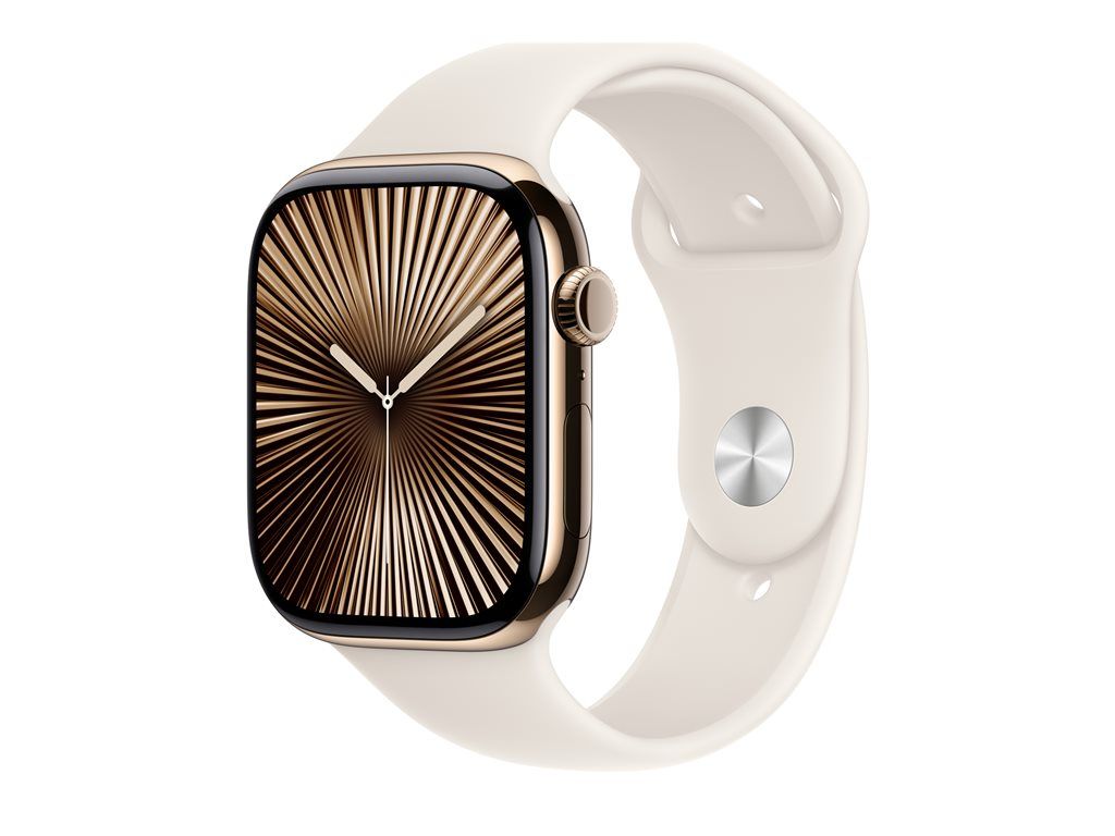Apple Watch Series 10 GPS + Cellular, 46mm Titanium Case, Gold Finish, S/M Band