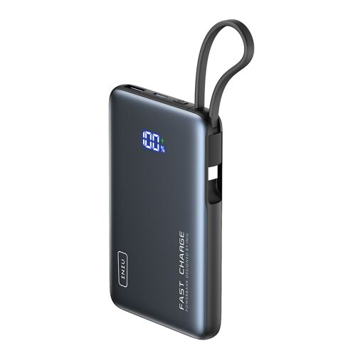 INIU Portable Battery 10000mAh 2-Port USB-A/USB-C with USB-C Cable Black
