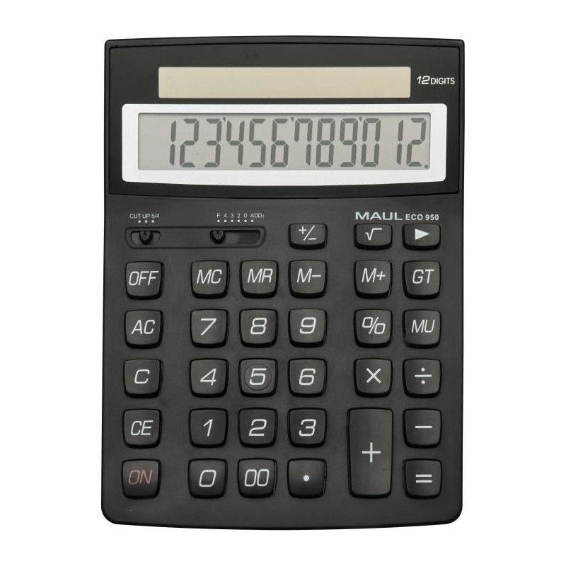 MAUL Eco 950 Solar Calculator - 12-Digit - Black