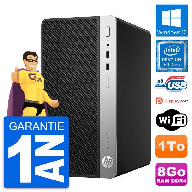 HP ProDesk 400 G4 MT Desktop PC - Intel Pentium G4400, 8GB RAM, 1TB HDD, Windows 10, WiFi