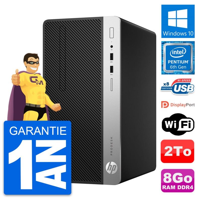 HP ProDesk 400 G4 MT Desktop PC - Intel Pentium G4400, 8GB RAM, 2TB HDD, Windows 10, WiFi