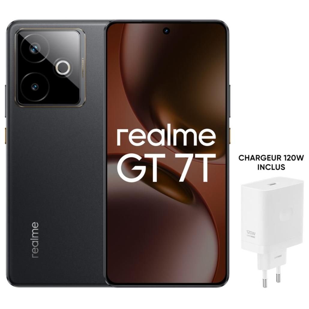 Realme Smartphone GT7T 6.8-inch 5G Double Nano SIM 512GB Black with Realme 120W Charger