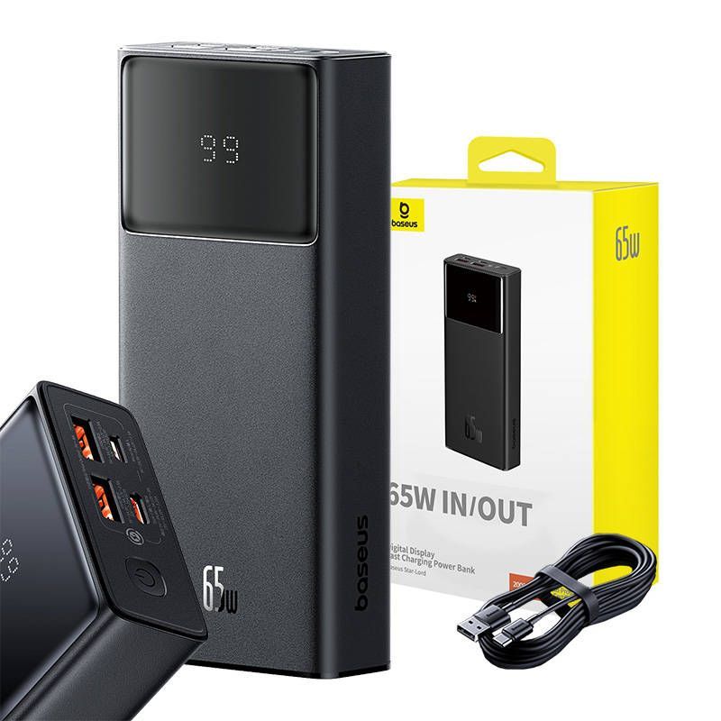 Batería portátil Baseus Star Lord 20.000 mAh con pantalla digital y salida de 65W (Negra de polímero de litio - LiPo)