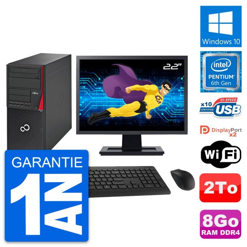 Fujitsu P756 22-Inch Desktop PC - Pentium G4400, 8GB RAM, 2TB HDD, Windows 10, WiFi