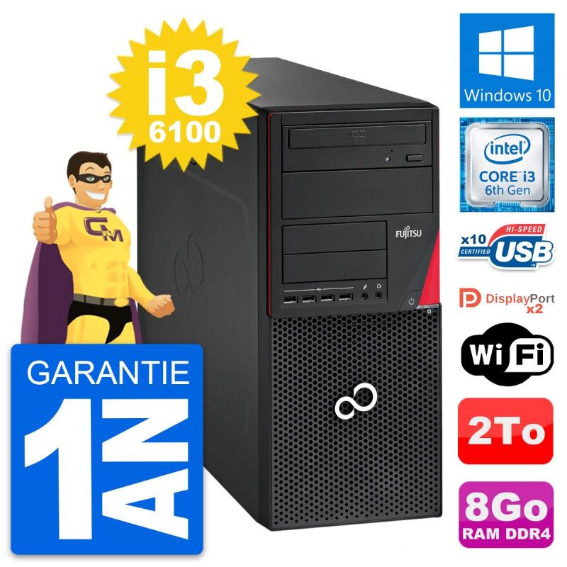 Fujitsu Esprimo P756 MT Desktop Computer - Intel i3-6100, 8GB RAM, 2TB HDD, Windows 10, WiFi