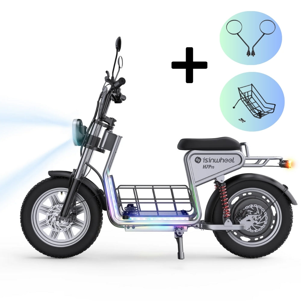isinwheel H7Pro Trottinette électrique 1200W avec siège - H7pro+Rétroviseur+Panier €708.00