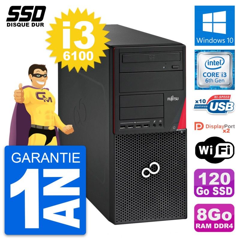 Fujitsu Esprimo P756 MT Desktop PC - Intel i3-6100, 8GB RAM, 120GB SSD, Windows 10, WiFi