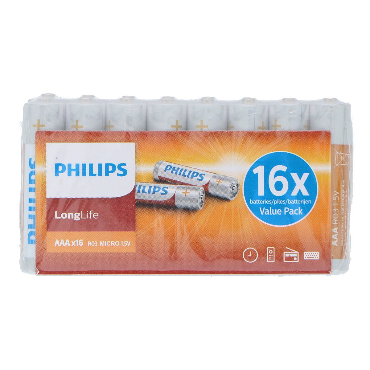 Baterías Philips Longlife AAA - 1,5 V, pack de 16