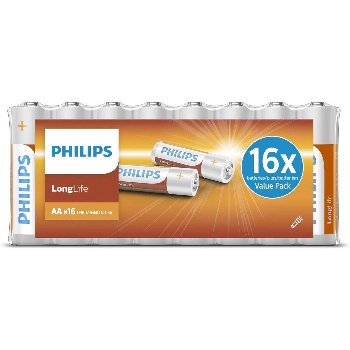 Baterías Philips LongLife AA - 16 unidades