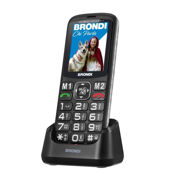 Téléphone Brondi AMICO DI CASA+ 2,4 pouces Noir pour Personnes Âgées