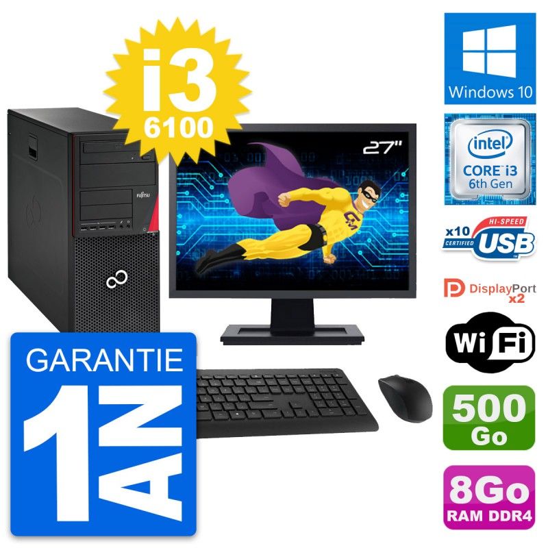 Fujitsu P756 27" All-in-One PC - Core i3, 8GB RAM, 500GB HDD, Windows 10