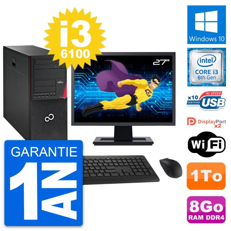 Fujitsu P756 27" All-in-One PC - Intel i3, 8GB RAM, 1TB HDD, Windows 10
