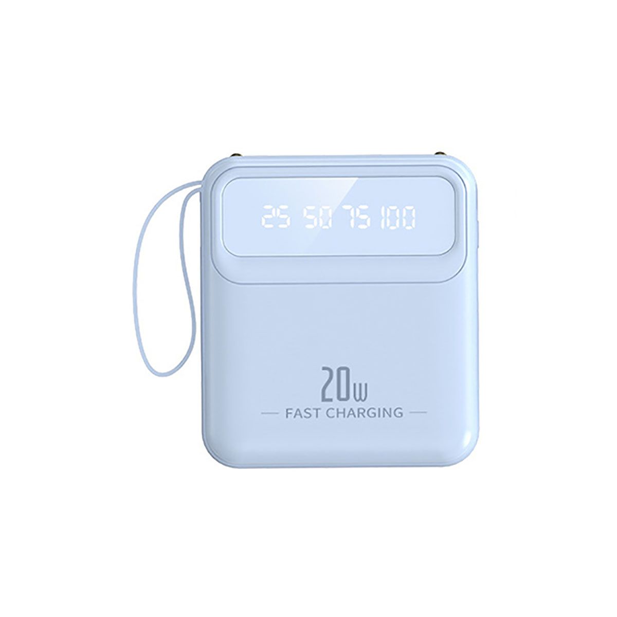 Avizar 10,000mAh 20W Power Bank with LED Screen / Torch / Compact Cables - Blue