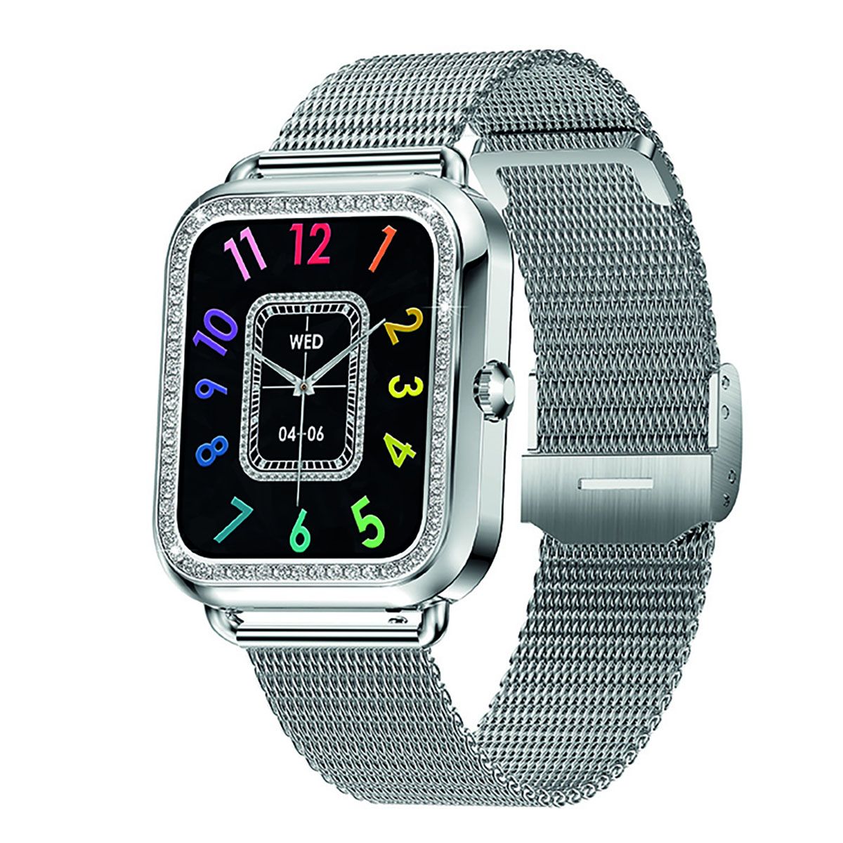 Avizar Maria Stainless Steel Smartwatch with Health Tracking and Call Function (Silver, 1.59' Screen, Milanais Bracelet)