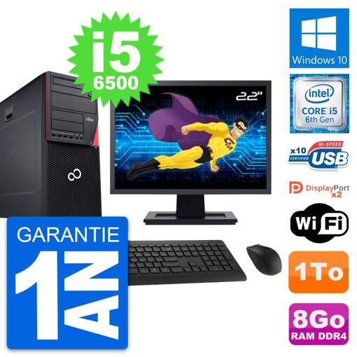 Fujitsu P756 22-Inch All-in-One PC - Intel i5-6500, 8GB RAM, 1TB HDD, Windows 10