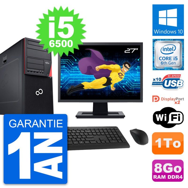 Fujitsu P756 27-Inch PC Tower - Intel i5-6500, 8GB RAM, 1TB HDD, Windows 10