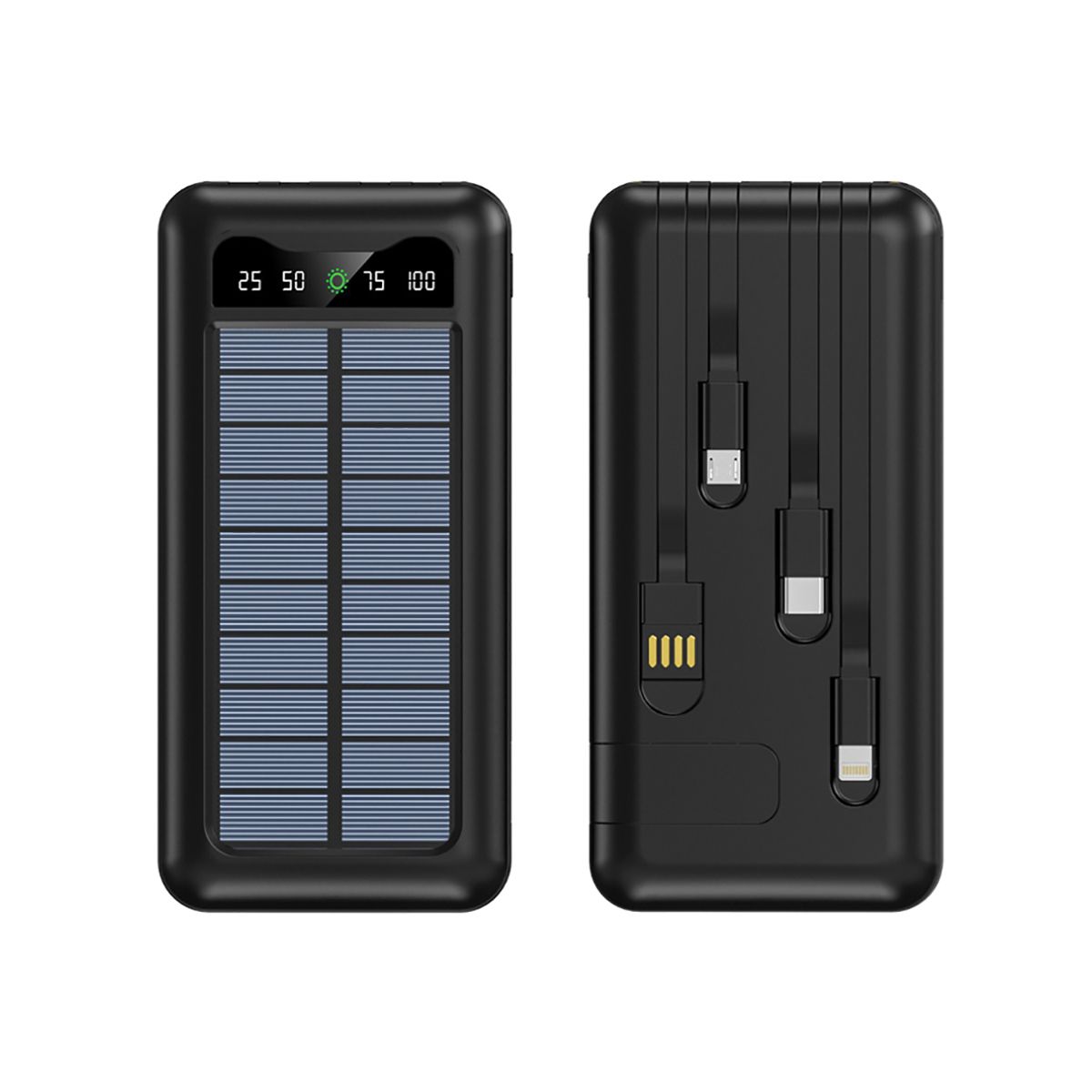 Powerbank Solaire Avizar 10000 mAh Mira LED Multifonction Charge Rapide Noir