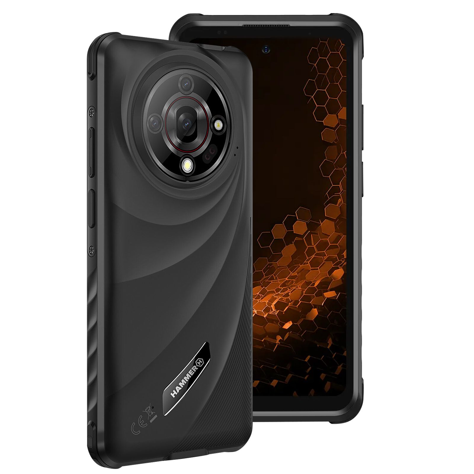 HAMMER Unbreakable Smartphone Android 14, 6.56'' Screen, 6050mAh Battery, Hammer Black