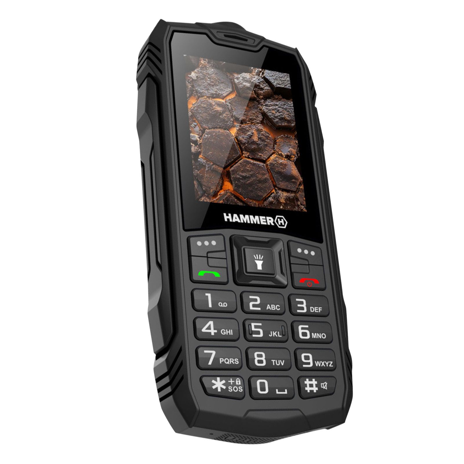 HAMMER Unbreakable Phone with 3000mAh Battery - Waterproof IP68 SOS Hammer Black